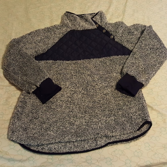 Women's Asymmetrical Snap Collar Fleece Pullover - Picture 1 of 3